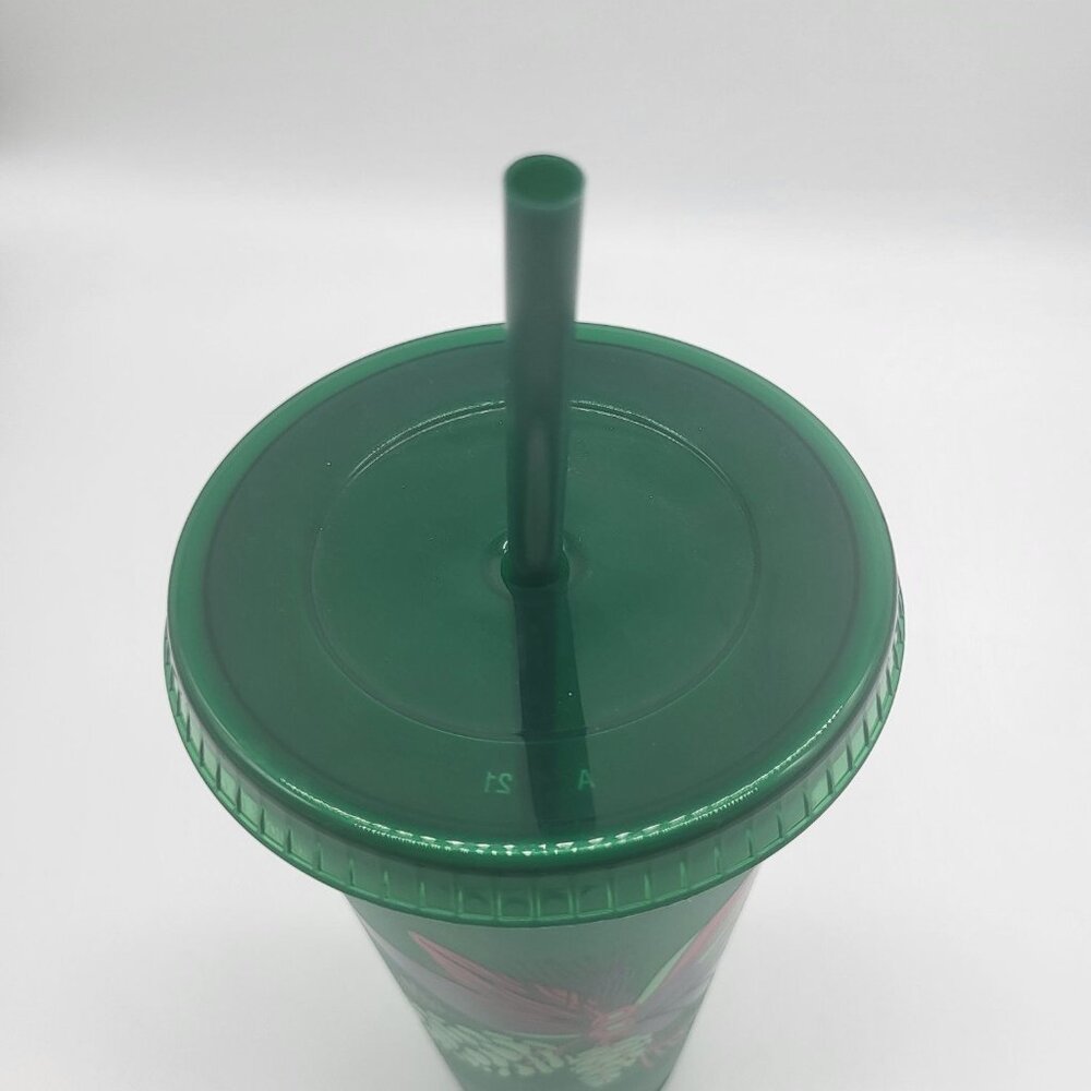 Starbucks Coffee Cold Cup Reusable 2020 Christmas tumbler 24 oz plastic green - Picture 3 of 7